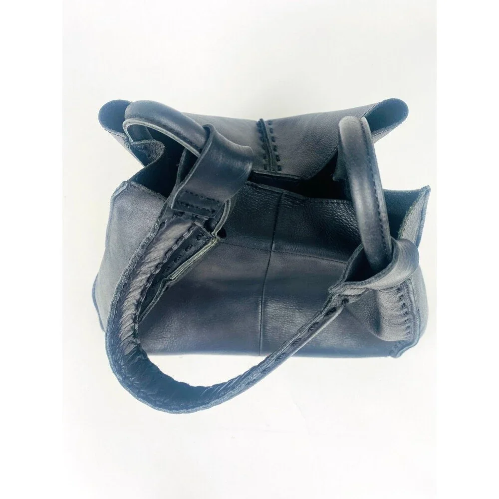 The Sak Los Feliz Black Leather Hobo Shoulder Bag Whipstitch Handbag Slouchy